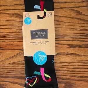 Cherokee Black Medical Nurse Compression Socks “BEE AU-SOME” Bumblebee Pattern